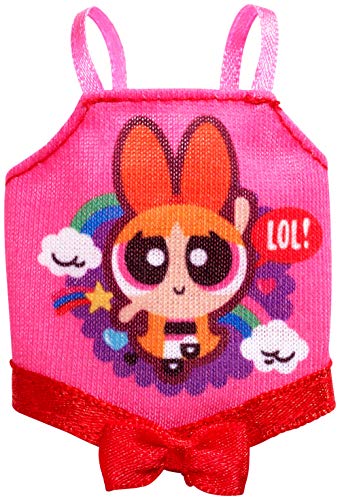 Barbie Clothes: The Powerpuff Girls Character Tops Dolls, Blue Tank with Bows & Bubbles Graphic, Gift for 3 to 7 Year Olds