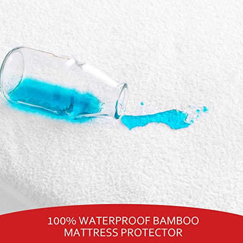 Crib Sheets & Waterproof Bamboo Crib Mattress Protector 4 Pack Set, Waterproof Crib Sheets Mattress Pad Cover, Grey & Pink #TOP2