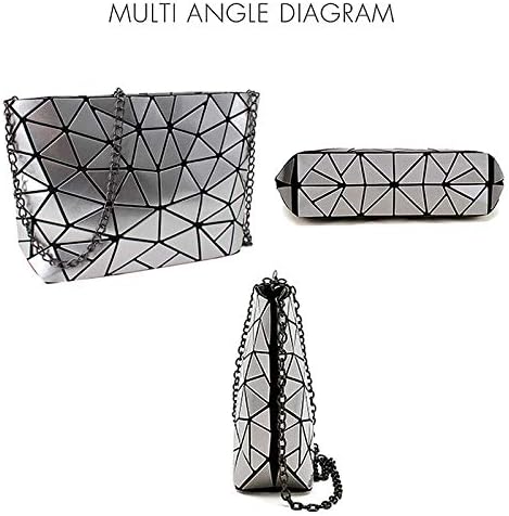 Goclothod Fashion Holographic Laser Shoulder Bag Geometric Envelope Clutch Chain Crossbody Purse - Image 7