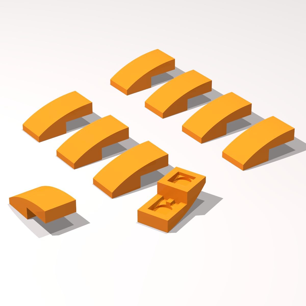200 Piece Classic Building Brown Slope Bulk, Curved 2x1 No Studs [1/2 Bow] Compatible with Lego Parts and Pieces