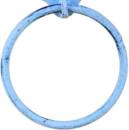 Miniatura 28 de Toallero de hierro fundido de plata antigua de 8.5 pulgadas - Decoración de conchas marinas - Decoración del hogar del mar Plata,Hierro fundido,Azul