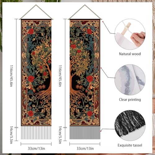 SUPERDANT Tree of Life Tapestry Gothic Wall Tapestry Moon Stars Wall Blanket Pack of 2 Tapestries Long Tapestries Wall Hanging with Tassel for Living Room Bedroom Dorm Backdrop Decorations - Image 3