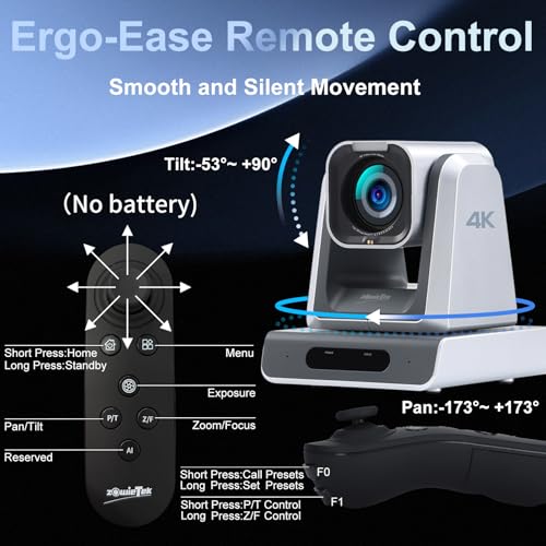 Image of zowietek 4K NDI|HX3 PTZ Conference Camera, ZowiePTZ, Ergo-Ease Remote Control, ZowieX APP Manager, 12X Optical+12X Digital Zoom, HDMI /USB, RTSP /RTMP(s) /SRT Stream, Meeting, Church, Event, Teaching
