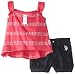 U.S. Polo Assn. Baby Girls' Flutter Sleeve Top and Denim Short