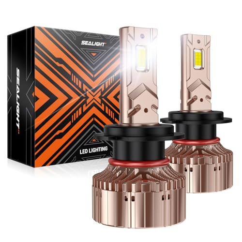 Image of SEALIGHT H7 Bulbs 84,000LM 900% Brightness Light Bulbs, 6500K Cool White Bulbs with 25000RPM Fan, Plug and Play ATV /UTV, 10-Year Extended Lifespan IP68 Waterproof, Pack of 2
