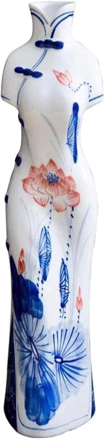 Vase Tabletop Decoration Ceramic Classical Lotus Creative for Dry Flowers Art Household Living Room Bedroom Desktop