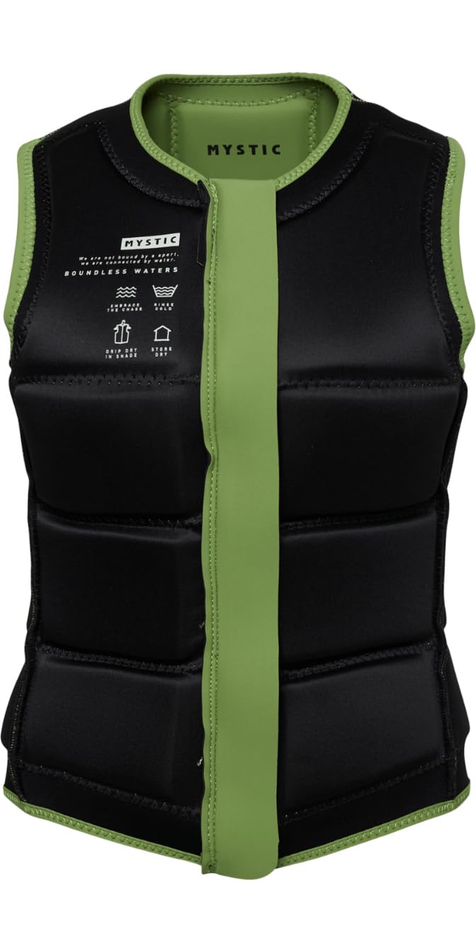 Mystic Chaleco Star con cremallera frontal para mujer, color verde suave