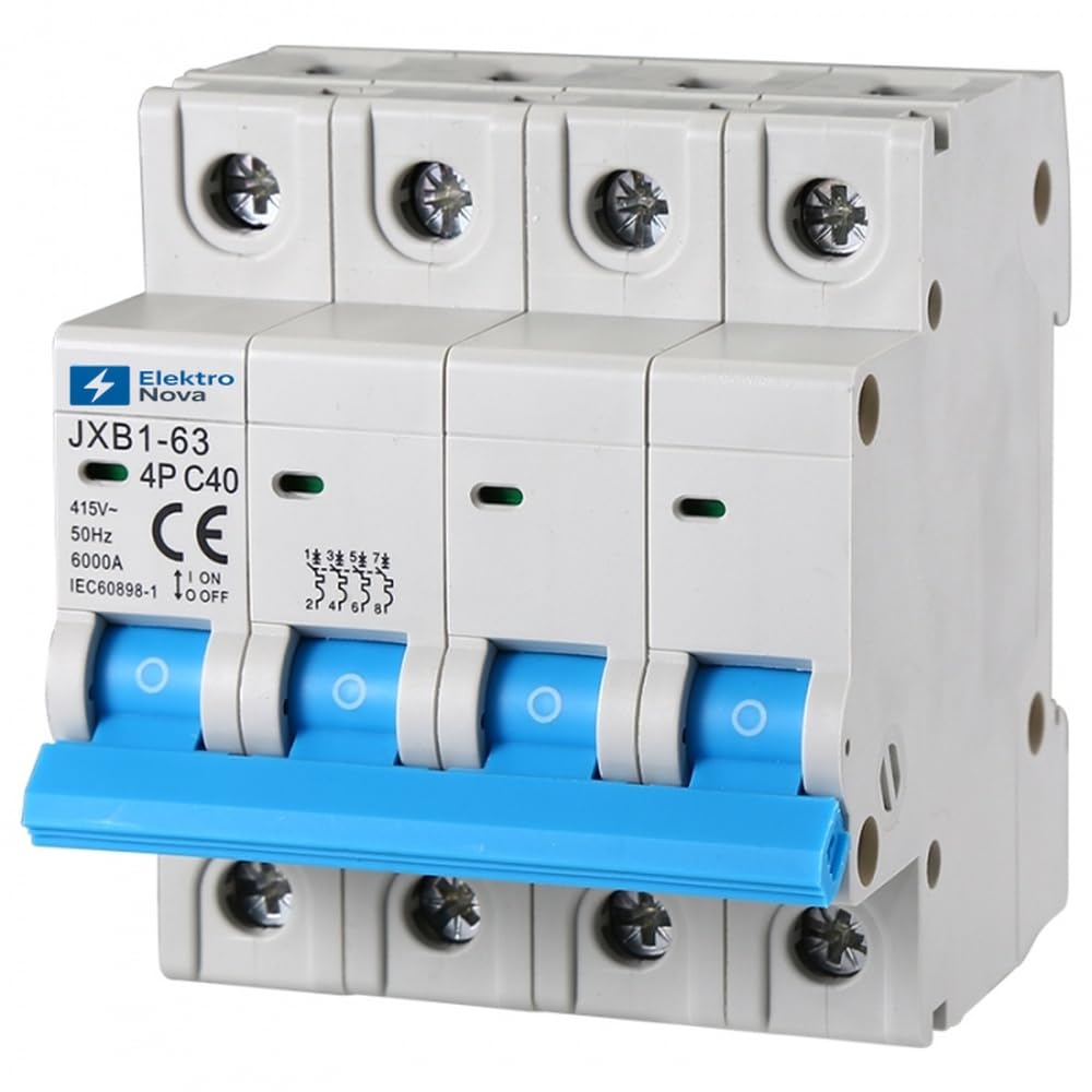 ELEKTRONOVA Interruptor magnetotérmico trifásico 4P 40A C40 6kA - 4 módulos DIN - 380V