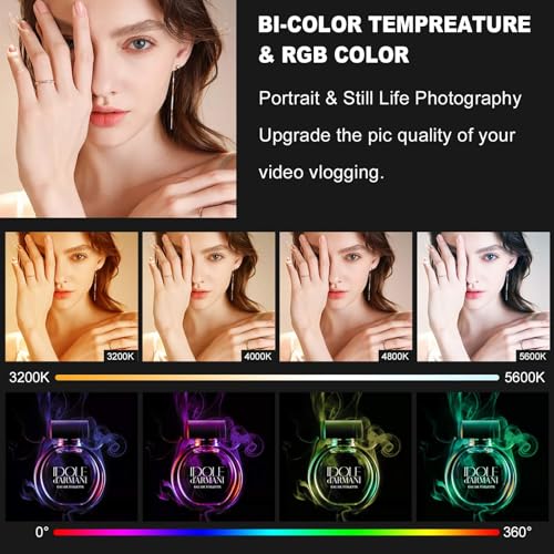 Image of GVM RGB LED Video Light with Tripod Stand Barndoors, APP Control Panel Studio Lighting Kit, 3200K-5600K Dimmable, CRI97, Key Light for Photography, Video Recording, YouTube, Live Streaming, 800D