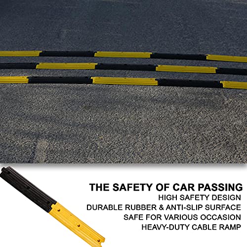 Image of LADWA 6 Piece, 3 Mtrs Rubber Rumblers Road Safety Speed Breaker /Speed Hump in Black & Yellow Color for High Visibility - (3 Yellow & 3 Black).