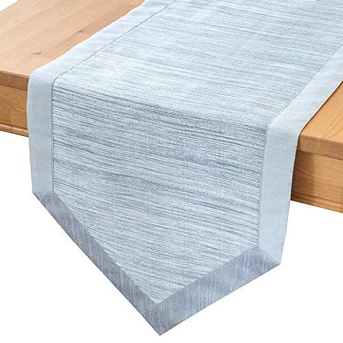 The White Petals Silver Gray Dining Table Runners (14X72 Inch, Pack Of 1) V-End Border | Fabric Lined | Properly Finished, No Fray Edges | For Home, Kitchen, Dining Room, Holiday, Wedding Party Décor #TOP26