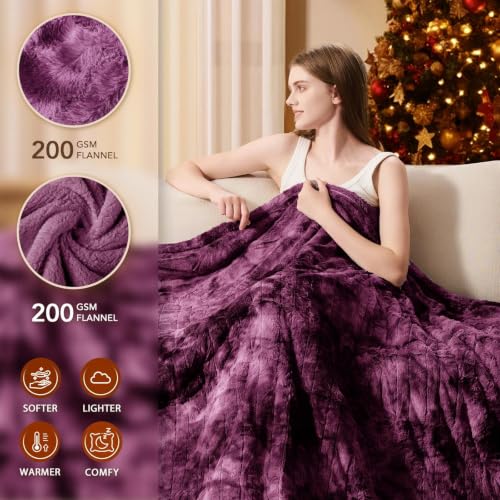 Image of Homemate Electric Heated Heating Blanket King Size 100 inchx90 inch Dual Control | ETL Certified 2 /4 /6 /8H Auto-Off 10 Heat Level Overheat Protection Machine Washable FauxFur Sherpa,Cold Room Cold Sleeper Gift