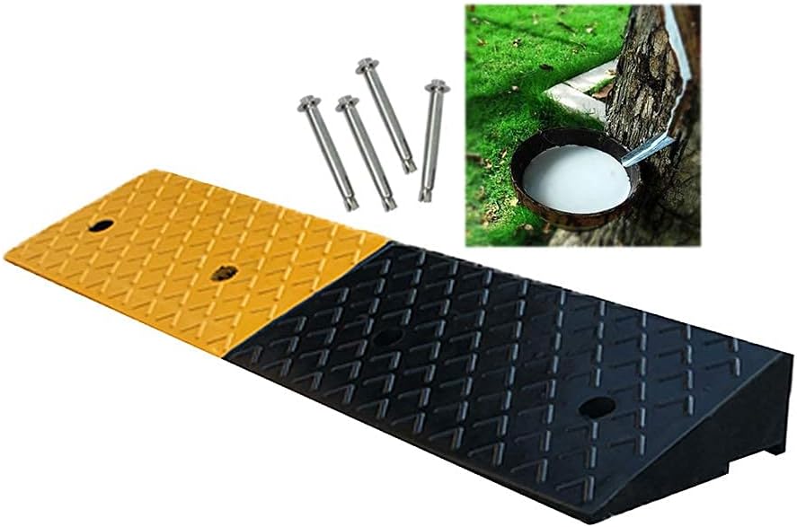 8/9/10cm Height Rubber Threshold Ramp for Wheelchair, Mobility Scooter, Slip Texture, Drainage, Solid Rubber Step Ramps/Black and Yeow Rubber/100X25X9Cm(39.37X9.84X3.54Inch)
