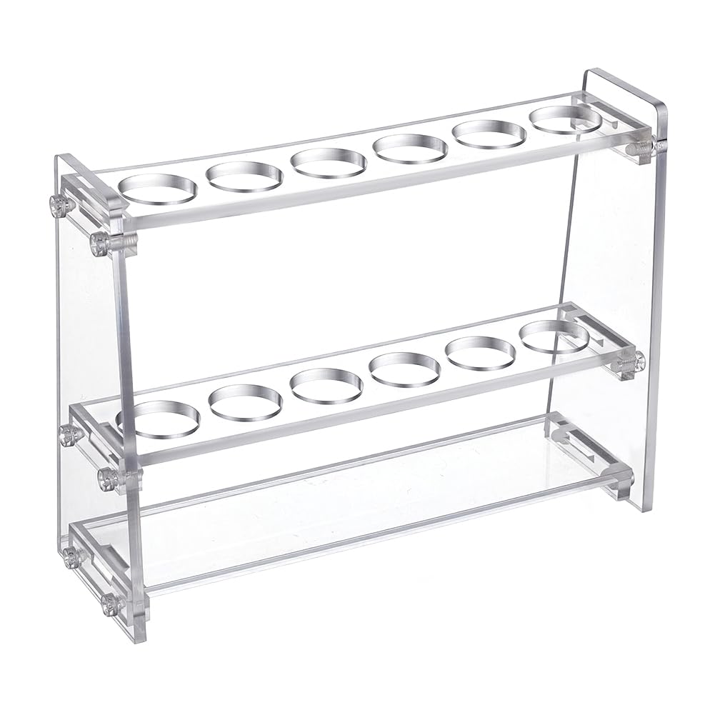 OLYCRAFT 6 Holes Acrylic Test Tube Rack 25ML Test Tube Display Stands 0.9 Inch Hole Labortory Display Racks Colorimetric Stand Tubes Rack for Centrifuge Tubes Chemistry Laboratory - 7.1x2.4x5.3 Inch