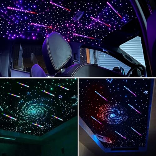 Image of AKEPO 36W 4 Color Twinkle Starlights Headliner Fiber Optic Lights Kit | 2640pcs*13.1ft*0.03in Strands, Colorful Shooting Star 4-heads Music Sync Remote /APP Control Star Light Kit for Car /Home
