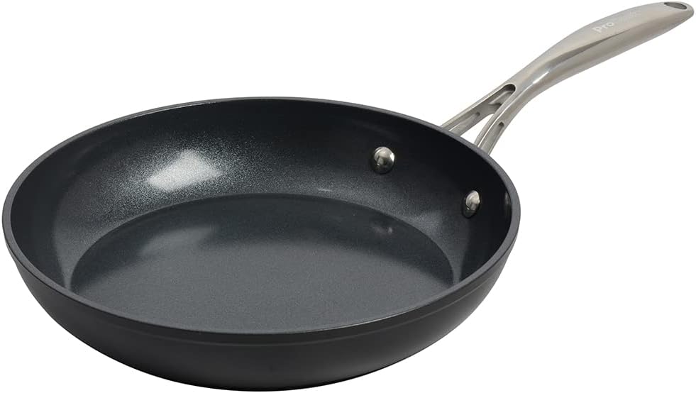 ProCook Professional Ceramic Non-Stick Frying Pan - 24cm - Pan for Searing Meat, Cooking Pancakes, Omelettes and More - Induction Compatible - Oven Proof - Dishwasher Safe, Black