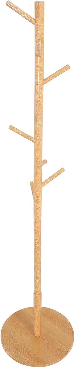 Toyvian Stable Wooden Coat Rack with Round Base Clothes Hanger for Living Bedroom Dormitory Practical Keychain and Hat Rack Modern Minimalist Design