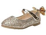  PPXID Mädchen Mary Jane Halbschuhe Glitzer Hochzeitsschuhe Prinzessin Taufschuhe Bequem Ballerinas, Gold, 30 EU