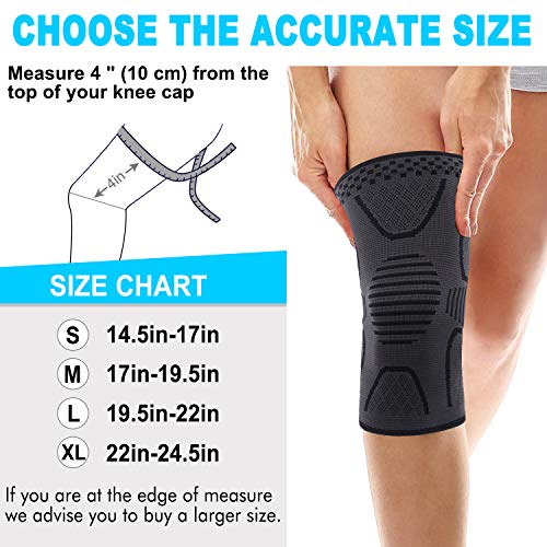 Double Couple 2 Pack Copper Knee Brace Knee Compression Sleeve Support For Men Women Knee Pain Working Out Running Sport Arthritis (Black, Medium) #TOP1