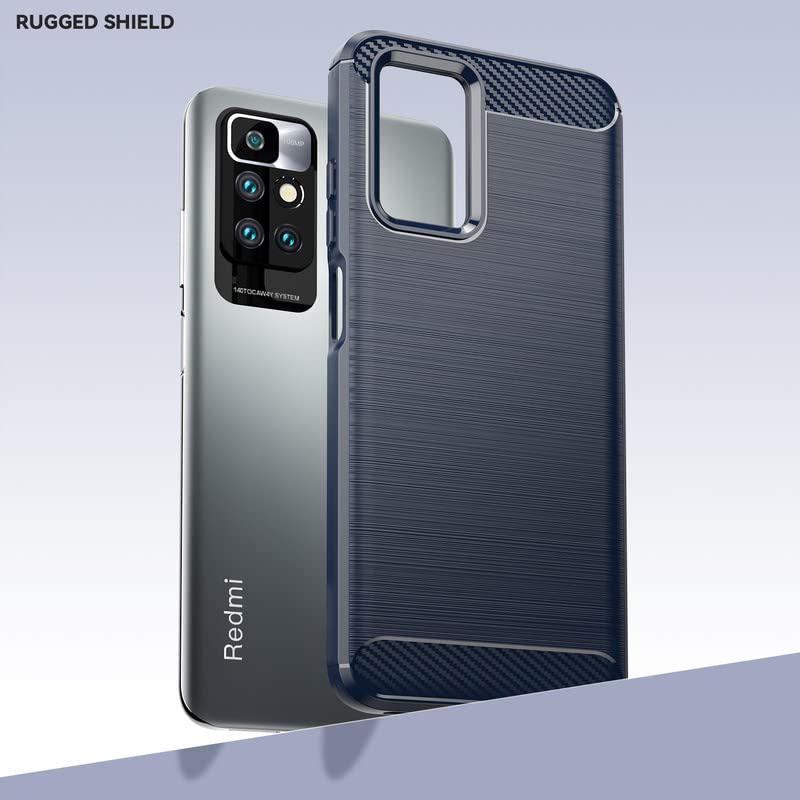 Image of Hybrid Carbon Fiber Back Case for Mi Redmi 10 Prime (Blue)