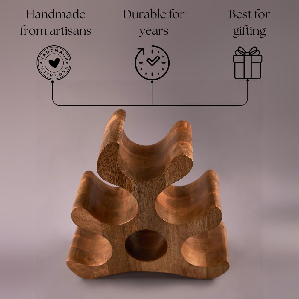 Elegant Wooden Wine Holder – Perfect for Kitchen, Bar & All Occasions (32 x 31 x12 cm)