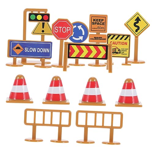 jojofuny 2セット 交通標識ミニチュア 向け合製 教育トラフィックサイン 点入り 遊びながら道路ルール学習可能