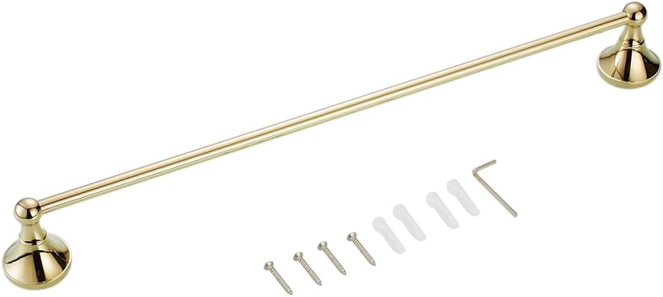 Luxury Golden Brass Wall Mounted Towel Ring for que Bathroom and Kitchen Decor, Space-Saving and Rust-Proof Design, Complete with Mounting Accessorie - Golden, 1 Line