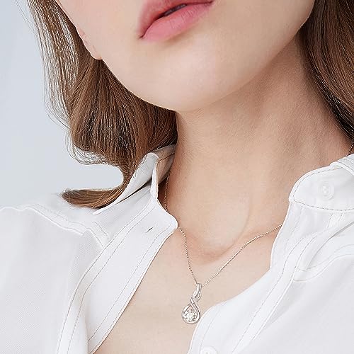 KINGWHYTE Infinity Necklace 925 Sterling Silver Cubic Zirconia Necklaces for Women Birthstone Pendant Necklace Birthday Anniversary Infinity Gifts for Women4