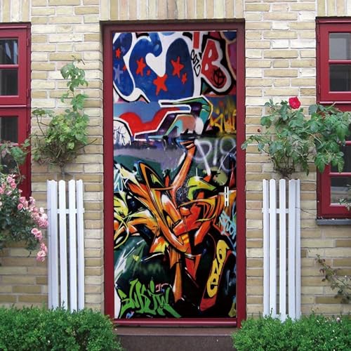 Fondo De Pantalla De Puerta 3D Graffiti Colorido Pegatinas Autoadhesivas Para Puertas Pósteres Para Puertas Murales Para Puertas Arte Para Puertas Pegatinas De Pared Para Puertas Fotos De Pue -8F3U3B7