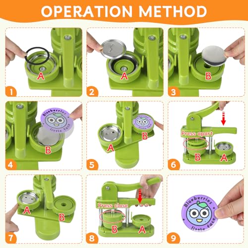 Miniatura 5 de Dbreaks Maquina Para Hacer Chapas 58mm, Diy Pin Maker, Verde