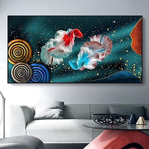 DIY 5D Diamant Malerei Kit – Betta Goldfisch Motiv, 60x100 Cm, Vollbohrer, Inkl. Werkzeug, Für Wanddekoration