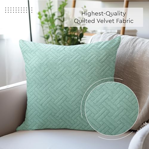 Image of Encasa XO Velvet Cushion Covers, No Inserts, Set of 2, Teal | 18 inchx18 inch | Both Side Fabric | Hidden Zipper Closure | Solid Color | Fade & Shrink Resistant | Machine Washable