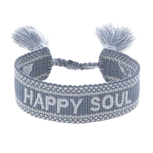 Pulsera bordada de mujer ajustable Engelsrufer gris tela HAPPY SOUL