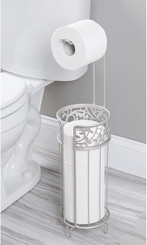 Miniatura 2 de mDesign Soporte de rollo de papel higiénico de acero, organizador y dispensador para baño y organización del hogar, capacidad para 3 rollos de papel