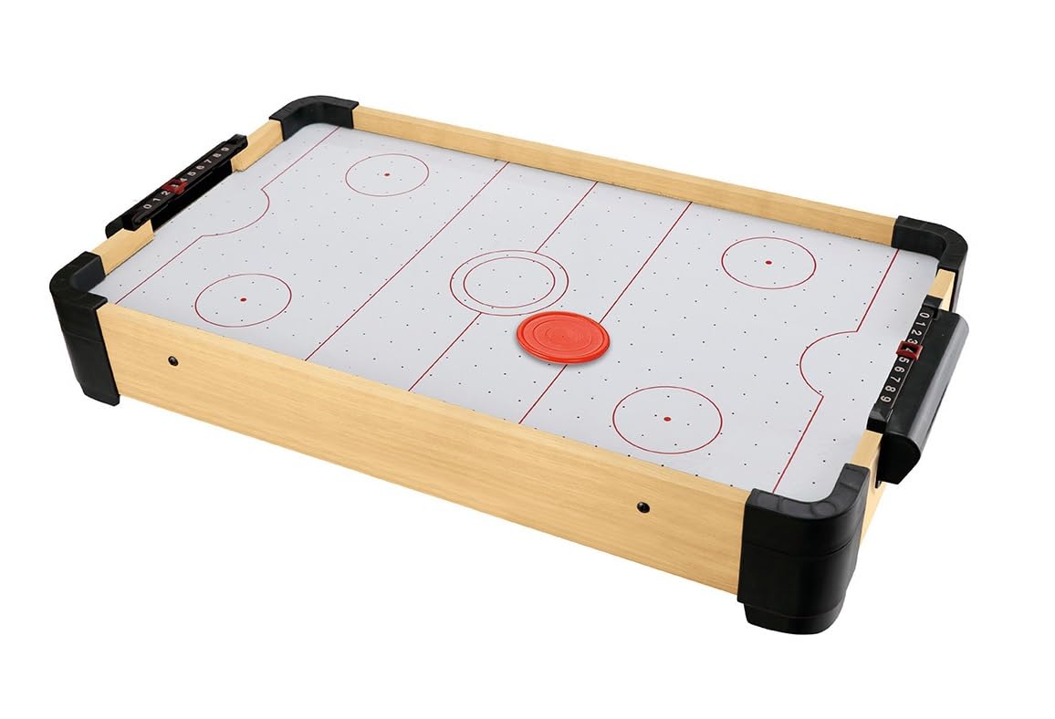 Hockey da Tavolo ad Aria in Legno Grande Bambini Adulti Gioco Hockey Flipper ad Aria con 2 Manopole 2 Dischi Inclusi Completo di Segnapunti Integrato Biliardo Hockey Biliardino Hockey Aria Arcade