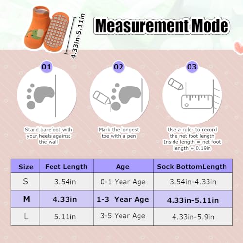 Image of SNOWIE SOFT 5 Pairs Baby Socks Set, Antislip Socks for New Born Baby 0-3 Years, Non Slip Grip Ankle Socks with Non Skid Soles for Infants Baby Shower Gifts