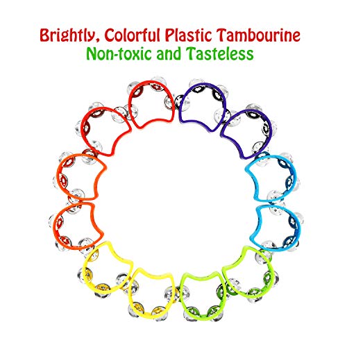 Musicube Tambourine For Adults Kids 12 Pcs Plastic Percussion Tambourine With 4 Bells Hand Bell Musical Toys For Toddler Musical Rhythm Instrument For Kindergarten, Family And School Party Supplies #TOP3