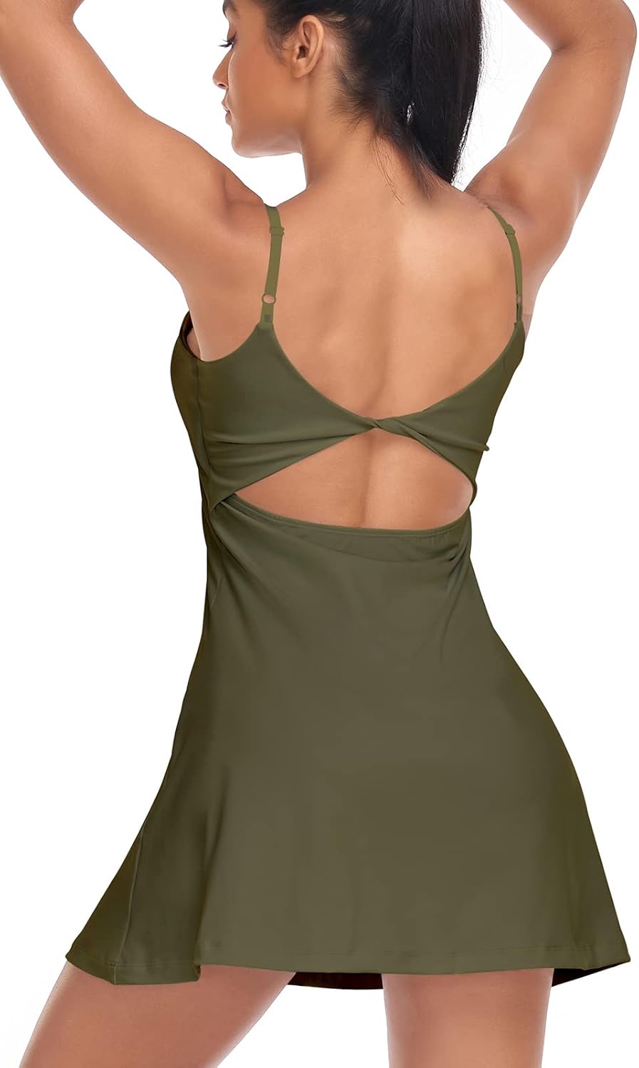 Womens Tennis Dress with Adjustable Straps Built-in Bra Athletic Golf Dresses Women Workout Exercise