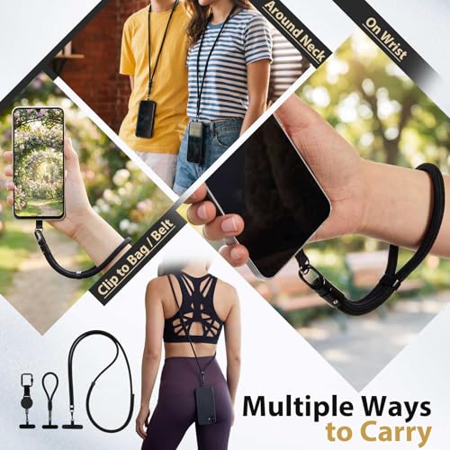 Whimsibelle 3 Pcs Phone Lanyard Set Retractable Wrist Strap 7mm Black Cord - image 5