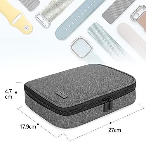 Teamoy Watch Band Storage Case Holds 26 Watch Straps, Travel Organizer Bag Compatible for All Series of Apple Watch Bands and Accessories, Gray