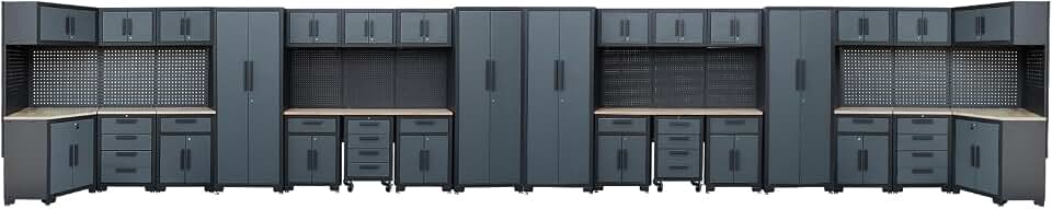35PCS Garage Cabinets and Storage System, Black Grey