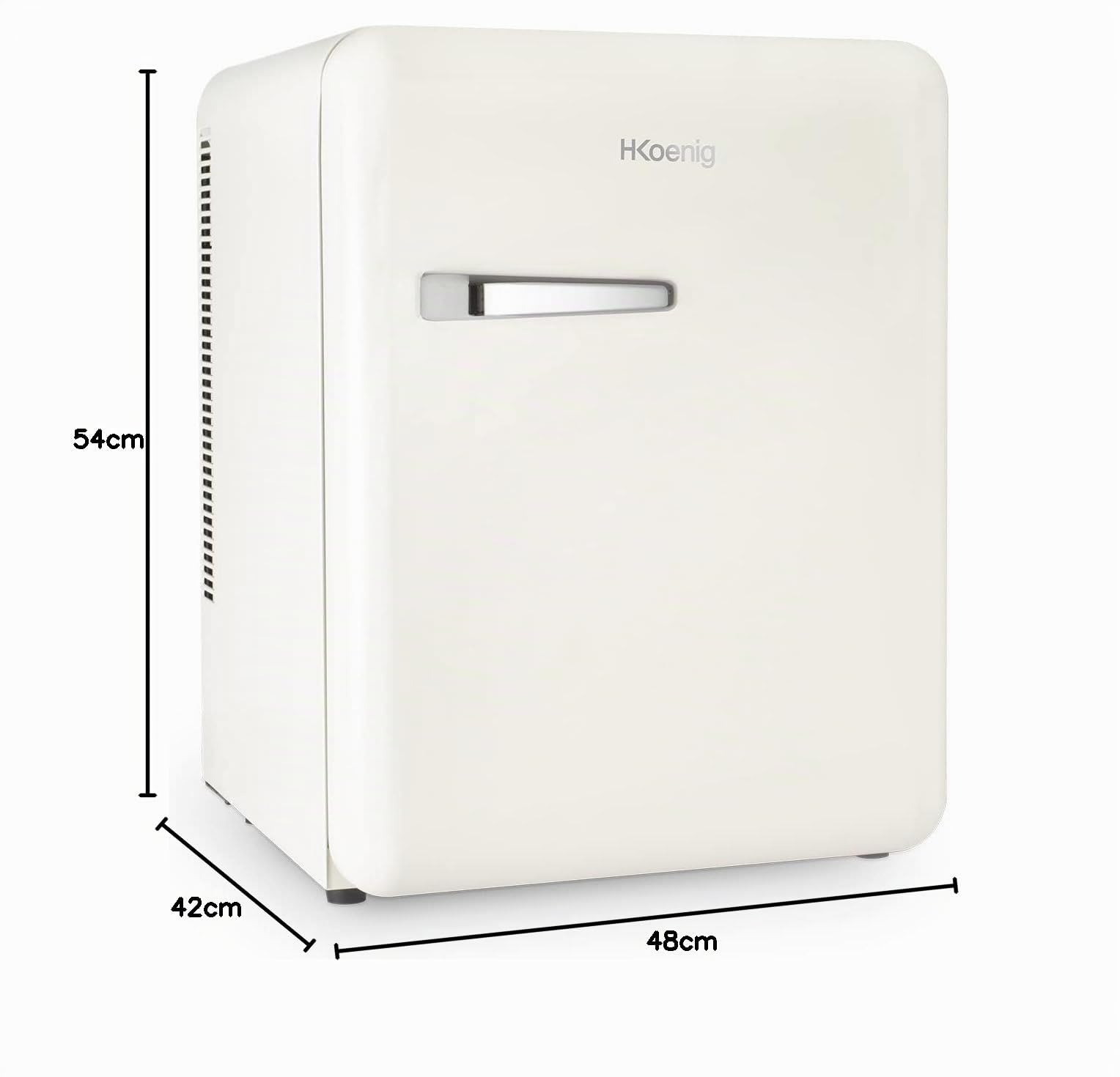 H.Koenig TOAD8 Mini Bar Vintage, 31l, Clase E, Diseño Vintage, Mini Nevera para Alimentos, Bedidas, Temperatura Ajustable de 6°-15°C, 24 dB, Crema,