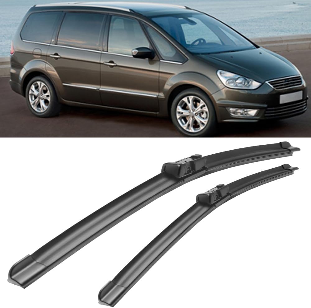 RESKIU Car Front Windshield Wiper Blade Set Replacement for Ford Galaxy MK3 2009-2015, All Season Windscreen Wipers Quiet Easy Installation