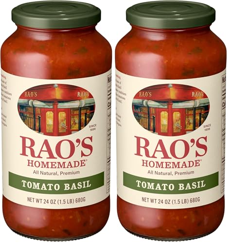 Image of Rao's Homemade Tomato Basil Sauce Made with Italian Tomatoes, 24 oz (Pack of 2)