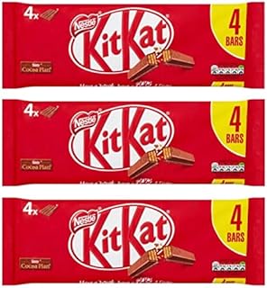 KitKat Chocolate Bars 4 Finger Kit Kat Bars x 12 (3 x 4 Packs) Milk Choc Coated Biscuit from Kingdom Supplies. Perfect as a Gift, Treat or The Food Cupboard