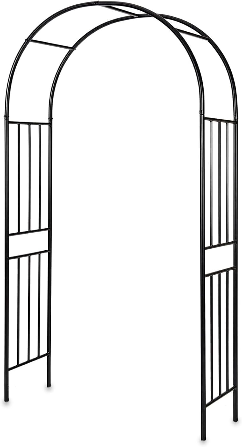 Heavy Duty Steel Garden Arch Arbor Trellis, Weather-Resistant Black Metal Archway for Climbing Plants, Weddings, Parties & Outdoor Decor, for Lawn, Patio, and Pathway
