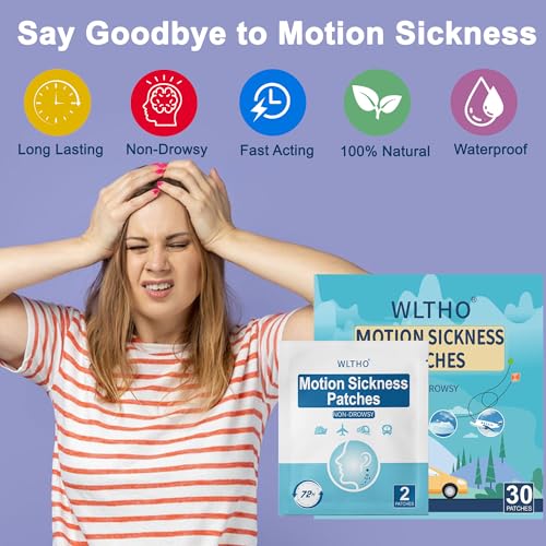 Image of 30ct Motion Sickness Patches Non Drowsy, Sea Sickness Patch for Cruise Travel Essentials, Waterproof Patches Behind Ear, Tan Color, Long Last 72H