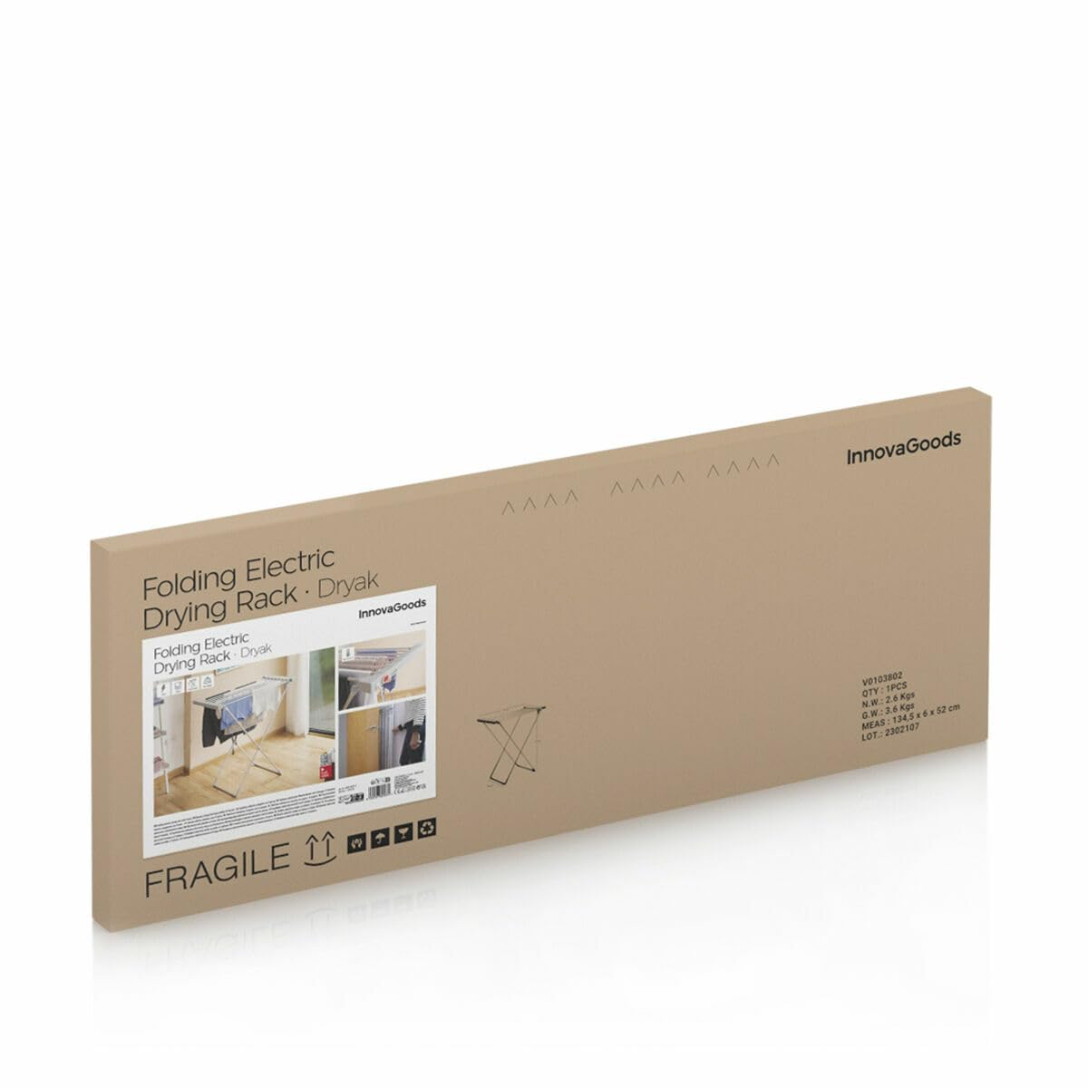 InnovaGoods® Tendedero Eléctrico Plegable Dryak, 8 Barras Calefactadas, 120W, Secado Rápido, Soporta hasta 12kg de Ropa, portátil, Uso en Interiores, Ideal para Invierno.