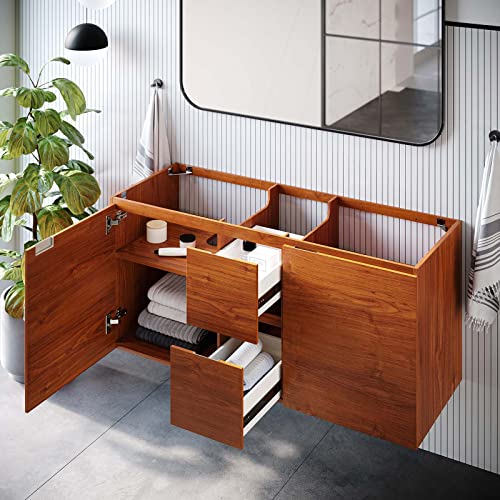 Modway Eei-5883-Che Scenic 48" Double Wall-Mount Bathroom Vanity Cabinet, Cherry Walnut #TOP6