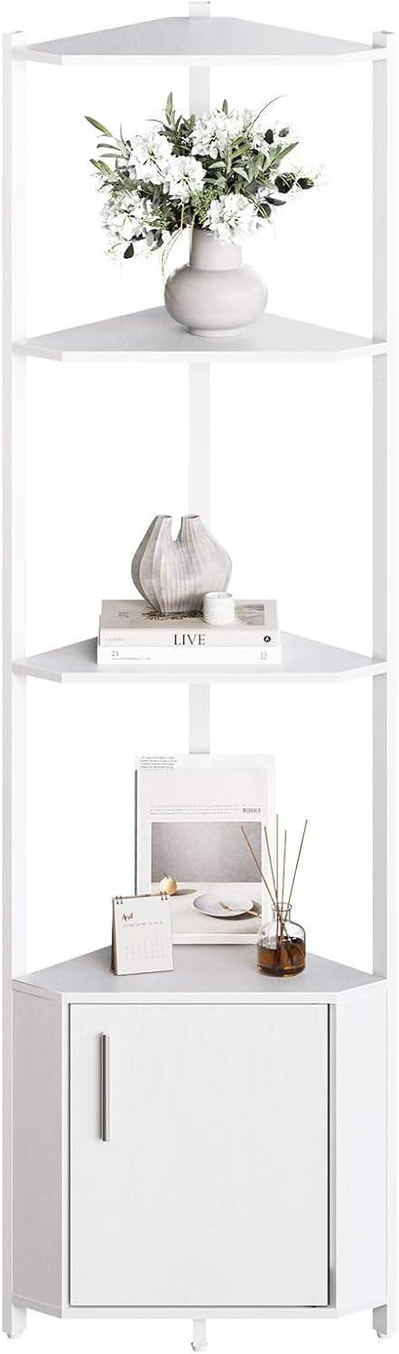 GarveeHome Corner Shelf Stand 5 Tier - 58 Inch Tall Corner Shelf with Wooden Shelves for Storage, Display Plant Stand for Living Room, Bedroom, Kitchen, Bathroom, Home Office